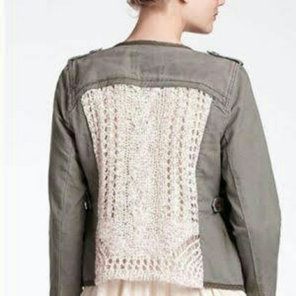Anthropologie Crocheted Military Jacket DOL